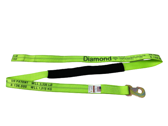 Diamond Weave 2 x 8' Wheel Lift Strap with a Flat Snap Hook & Sleeve