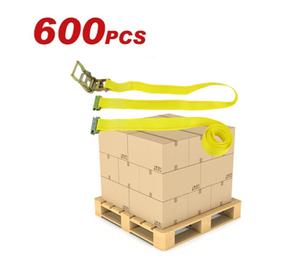 (600pcs Pallet Sale) 2" x 12' Yellow Interior Van Strap Ratchet Assembly with E-Track Fitting