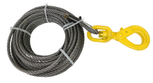 Load image into Gallery viewer, 3/8 x 75&#39; Steel Core Winch Cable with Self Locking Swivel Hook
