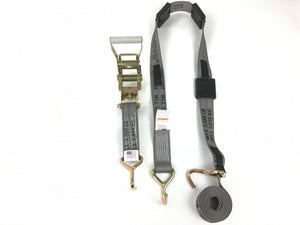 2" x 11' DIAMOND WEAVE 3 Point Ratchet Wheel Strap with 3 Rubber Tread Grabs (For Miller & Sun Country Deck)