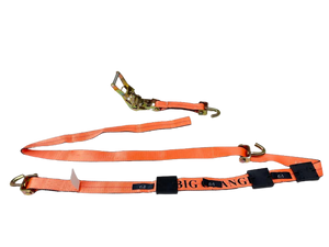 2" x 11' Big Orange Wheel Strap with 3 Rubber Tread Grabs (Swivel J)