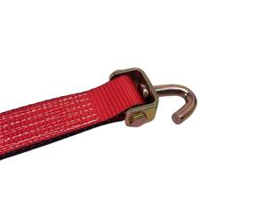 2" x 11' Red Tecnic Ratchet 3 Point Wheel Strap with 3 Rubber Tread Grabs (Swivel J)