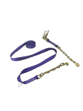 Load image into Gallery viewer, 2&quot; x 30&#39; Ratchet Strap Purple DW w/ Chain End &amp; Grab Hook
