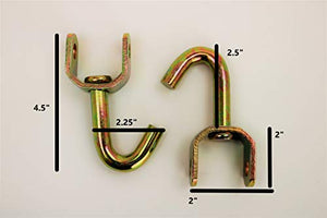 Pack of Eight (8) Double Swivel J Hooks- BOLTS TO 2" Ratchet