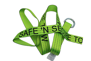 2" x 100" Hi-VIZ Green TECNIC Webbing Lasso Straps w/ Snap Hook Ratchets | Pack of 4