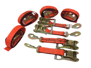 Combo Axle Strap w/ Ratchet & Twisted Snap Hook Short End | Pack of 4