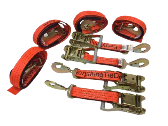 Combo Axle Strap w/ Ratchet & Twisted Snap Hook Short End | Pack of 4