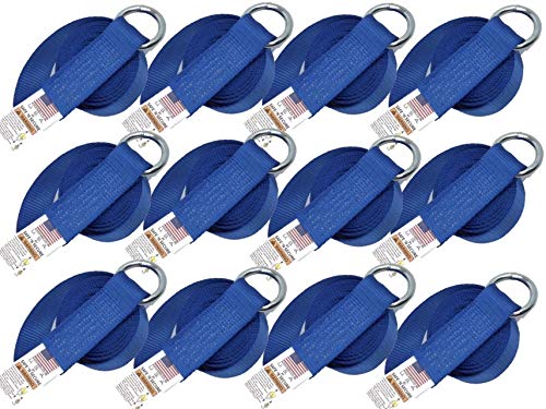 8 Feet Blue Lasso Straps with Steel O-Rings | Pack of 12