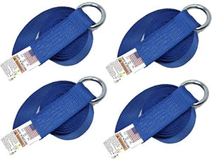 2" x 8' Steel O-Ring Blue Lasso Straps | Pack of 4