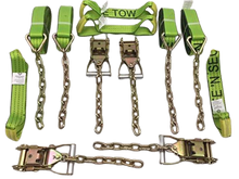 Load image into Gallery viewer, 8 Point Heavy Duty TECNIC Strap Kit 14&#39; for Rollback/Flatbed Tie Downs with 12&quot; Chain Tail
