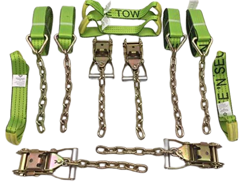 8 Point Heavy Duty TECNIC Strap Kit 14' for Rollback/Flatbed Tie Downs with 12