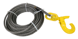 3/8 x 50' Fiber Core Winch Cable with Self Locking Swivel Hook