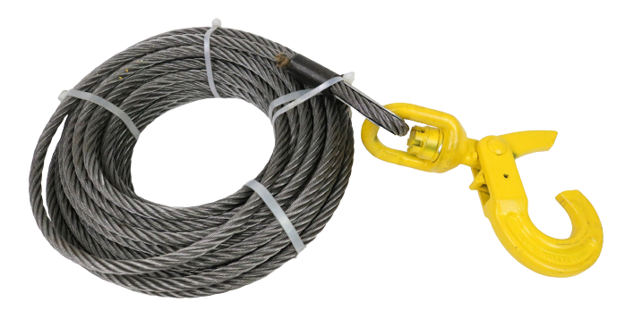 3/8 x 50' Fiber Core Winch Cable with Self Locking Swivel Hook