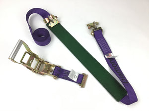 2" x 11' Purple DIAMOND WEAVE Wheel Strap with 2' Low Profile Grip Sleeve and Ratchet (Heavy Duty O-Ring E TRACK Fitting)