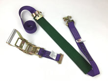 Load image into Gallery viewer, 2&quot; x 11&#39; Purple DIAMOND WEAVE Wheel Strap with 2&#39; Low Profile Grip Sleeve and Ratchet (Heavy Duty O-Ring E TRACK Fitting)(4 Pack)
