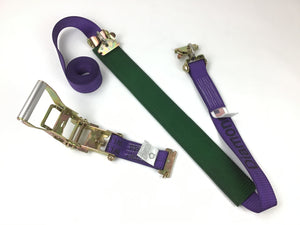 2" x 11' Purple DIAMOND WEAVE Wheel Strap with 2' Low Profile Grip Sleeve and Ratchet (Heavy Duty O-Ring E TRACK Fitting)(4 Pack)