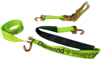 Load image into Gallery viewer, 2&quot; x 11&#39; DIAMOND WEAVE 3 Point Ratchet Wheel Strap  with 2&#39; Low Profile Grip Sleeve (Swivel J)
