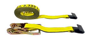 8-Pack of 2" x 27' Yellow Complete Ratchet Strap Assemblies with Flat Hook |  3,335 WLL