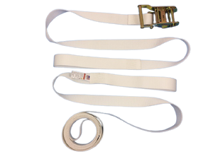 1.5" x 15' White Tent Ratchet Straps with Sewn Loops