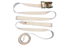 Load image into Gallery viewer, 2&quot; x 15&#39; White Tent Ratchet Straps with Sewn Loops
