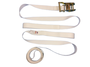 2" x 15' White Tent Ratchet Straps with Sewn Loops (8 PACK)