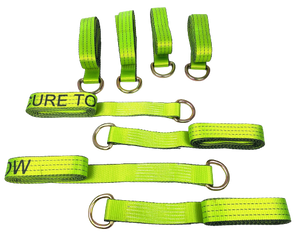 2" x 10' Hi-VIZ Green TECNIC Webbing Lasso Straps with Wire D-Rings | Pack of 8