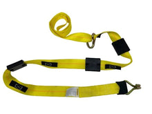 Load image into Gallery viewer, 2&quot; x 11&#39; Yellow Ratchet 3 Point Wheel Strap with 3 Rubber Tread Grabs (Wire Hook)
