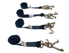 Load image into Gallery viewer, 2&quot; x 10&#39; Diamond Weave Strap with RTJ Cluster Hooks and Reinforced Eye (4 pack)
