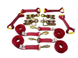 8 Point Kit DIAMOND WEAVE flatbed/rollback 18' car tie-down w/twisted snap hook
