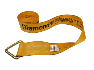 4" x 30' Diamond Weave Winch Strap with D-Ring (Single)