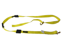 Load image into Gallery viewer, 2&quot; x 11&#39; Yellow Tecnic Ratchet 3 Point Wheel Strap with 3 Rubber Tread Grabs (Wire Hook)

