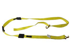 2" x 11' Yellow Tecnic Ratchet 3 Point Wheel Strap with 3 Rubber Tread Grabs (Wire Hook)