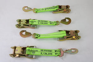 2" Ratchet with Hi Viz Diamond Weave Webbing and Twisted Snap Hook | Pack of 4