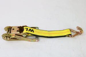 2" x 30' Professional Grade BIG YELLOW Ratchet Strap with Wire Hooks - 3333lb WLL