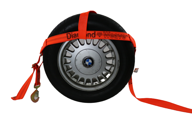 Orange Diamond Weave Tire Bonnet with Snap Hook Ratchets | Pack of 4