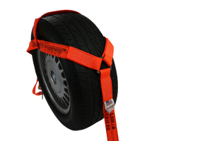 Orange Diamond Weave Tire Bonnet with Snap Hook Ratchets | Pack of 4