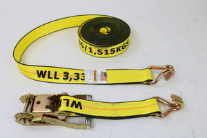 8-Pack Professional Grade BIG YELLOW 2" x 30' Ratchet Strap with Wire Hooks - 3333lb WLL