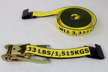 Load image into Gallery viewer, 2&quot; x 30&#39; Professional Grade BIG YELLOW Ratchet Strap with Flat Hooks - 3333lb WLL
