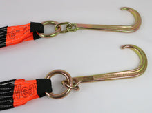 Load image into Gallery viewer, Towing V Bridle 4 inch x 60 inch with 15 inch J Hook And Reinforced Legs Orange DW
