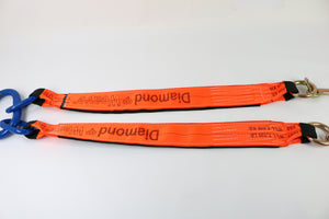 Towing V Bridle 4 inch x 60 inch with 15 inch J Hook And Reinforced Legs Orange DW