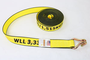2" x 30' Professional Grade BIG YELLOW Ratchet Strap with Wire Hooks - 3333lb WLL