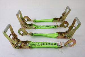 2" Ratchet with Hi Viz Diamond Weave Webbing and Twisted Snap Hook | Pack of 4