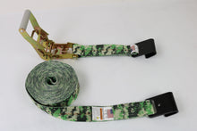 Load image into Gallery viewer, 2&quot; x 30&#39; Green Camo Ratchet Strap with Flat Hook | 3,333lb WLL
