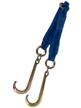 Load image into Gallery viewer, 4&quot; x 24&quot; V Strap Bridle Diamond Weave With 15&quot; Forged J Hooks

