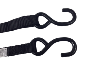 1 x 16 Black Ratchet Strap with S Hook (8 Pack)