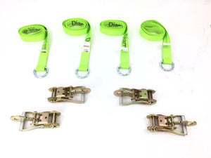 2" x 8' Diamond Weave Lasso Wheel Lift Strap w/ Snap Hook Ratchets (4 pack)