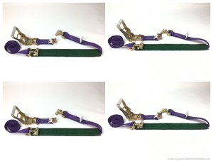 2" x 11' Purple DIAMOND WEAVE Wheel Strap with 2' Low Profile Grip Sleeve and Ratchet (Double Swivel E Track)(4 Pack)
