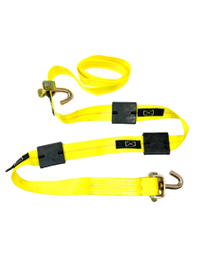 2" x 11' Yellow Ratchet 3 Point Wheel Strap with 3 Rubber Tread Grabs (Swivel J) | Pack of 4